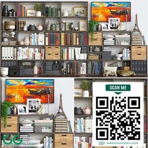 Large wardrobe with decor, accessories, figurines and vases
